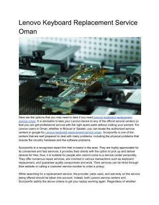Lenovo Keyboard Replacement Service Oman