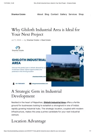 Why Ghiloth Industrial Area is Ideal for Your Next Project