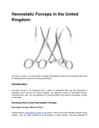 Hemostatic Forceps in the United Kingdom_