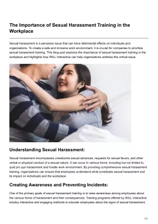 The Importance of Sexual Harassment Training in the Workplace