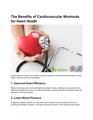 The Benefits of Cardiovascular Workouts for Heart Health