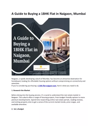 A Guide to Buying a 1BHK Flat in Naigaon, Mumbai
