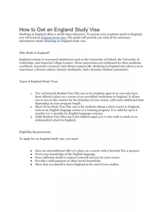 England Study Visa