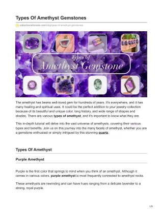 Types Of Amethyst Gemstones