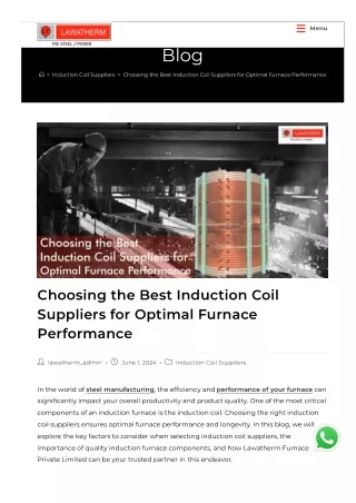 Choosing the Best Induction Coil Suppliers for Optimal Furnace Performance - Lawatherm - The Steel Power