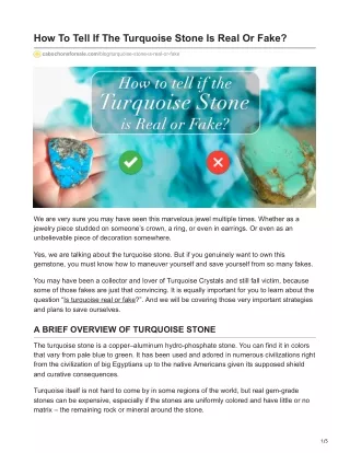 How To Tell If The Turquoise Stone Is Real Or Fake
