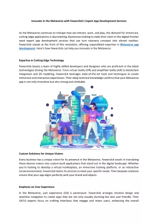 Innovate in the Metaverse with Fewerclick 's Expert App Development Services