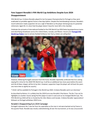 Fans Support Ronaldo's FIFA World Cup Ambitions Despite Euro 2024 Disappointment
