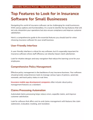 Top Features to Look for in Insurance Software for Small Businesses