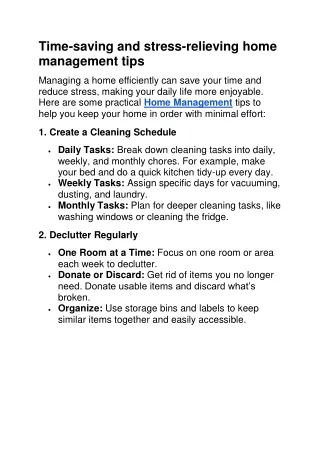 Time-saving and stress-relieving home management tips