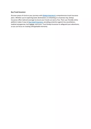 Buy Travel Insurance