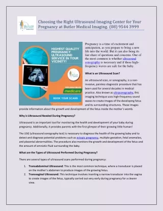 Right Ultrasound Imaging Center for Your Pregnancy at Butler Medical Imaging