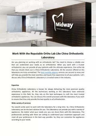 Work With the Reputable Ortho Lab Like China Orthodontic Laboratory