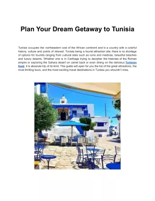 Plan Your Dream Getaway to Tunisia