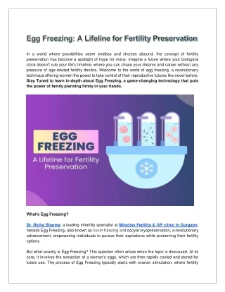 Egg Freezing A Lifeline for Fertility