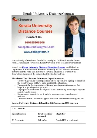 Kerala University Distance Courses