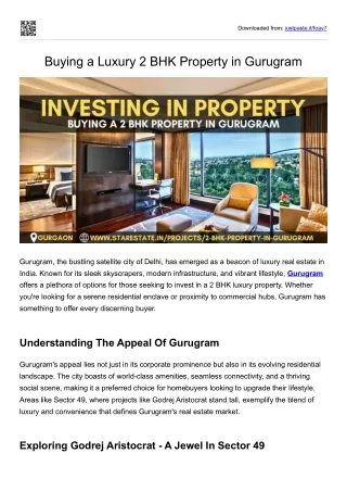 Buy 2BHK Luxury Residential Property In Gurgaon - Call Now