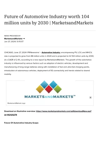 Future of Automotive Industry worth 104 million units by 2030 _ MarketsandMarkets