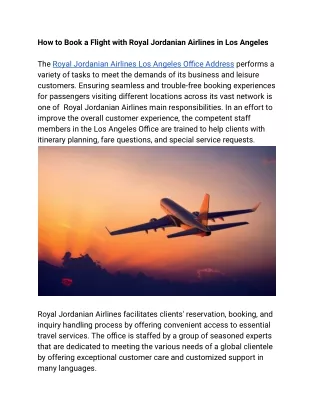 Royal Jordanian Airlines Los Angeles Office Address