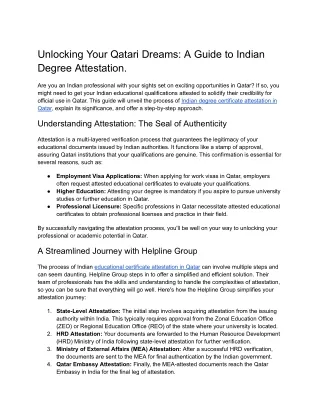 Unlocking Your Qatari Dreams_ A Guide to Indian Degree Attestation