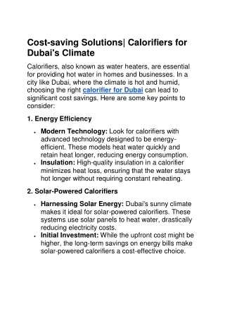 Cost-saving Solutions| Calorifiers for Dubai's Climate