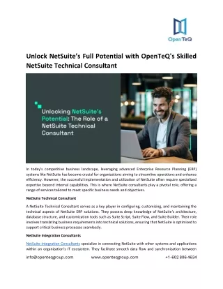 Unlock NetSuite’s Potential with OpenTeQ's Skilled NetSuite Technical Consultant