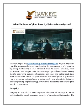 What Defines a Cyber Security Private Investigator