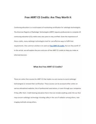 Free ARRT CE Credits Are They Worth It