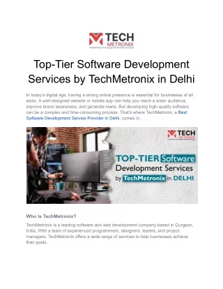 Top-Tier Software Development Services by TechMetronix in Delhi