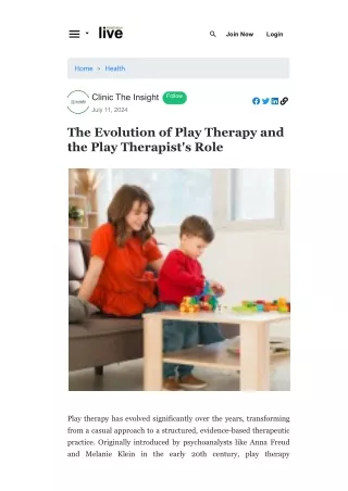 The Evolution of Play Therapy and the Play Therapist's Role