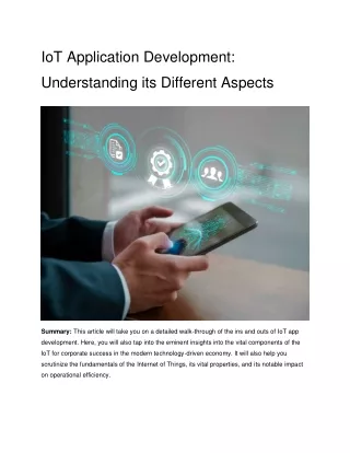 Key Insights into the Varied Aspects of IoT Application Development