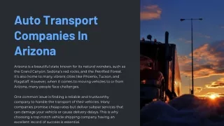 Auto Transport Companies In Arizona
