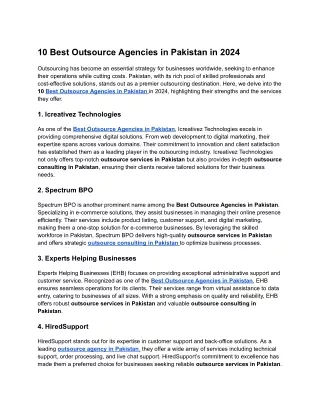 10 Best Outsource Agencies in Pakistan in 2024