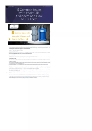 Common Issues with Hydraulic Cylinders and How to Fix Them