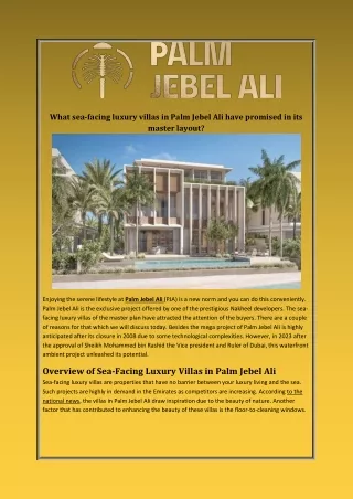 What Sea facing luxury villas in Palm Jebel Ali has promised in it