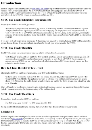 SETC Tax Credit Guide