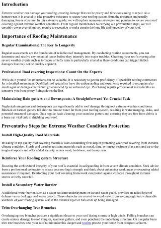 Shielding Your Roofing from Extreme Climate Issues