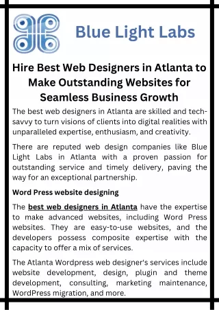 Hire Best Web Designers in Atlanta to Make Outstanding Websites for Seamless