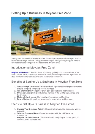 Setting Up a Business in Meydan Free Zone