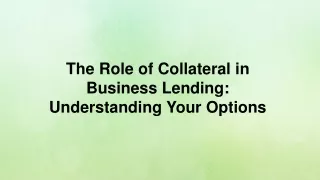 The Role of Collateral in Business Lending Understanding Your Options