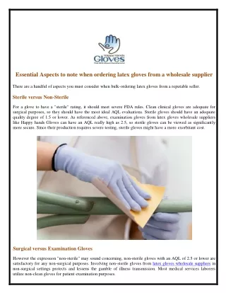 Essential Aspects to note when ordering latex gloves from a wholesale supplier