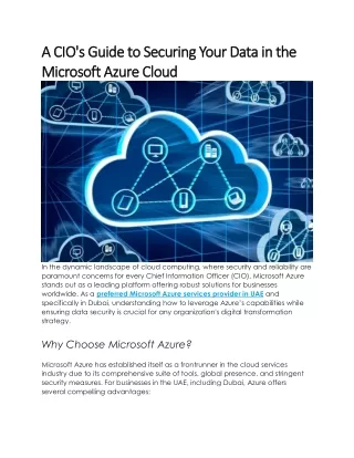 A CIO's Guide to Securing Your Data in the Microsoft Azure Cloud