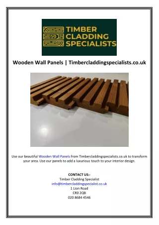 Wooden Wall Panels | Timbercladdingspecialists.co.uk