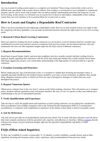 How to Discover and Hire a Dependable Roofing Contractor