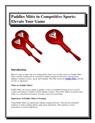 Paddles Mitts in Competitive Sports Elevate Your Game