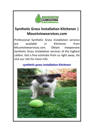 Synthetic Grass Installation Kitchener  Mountviewservices.com