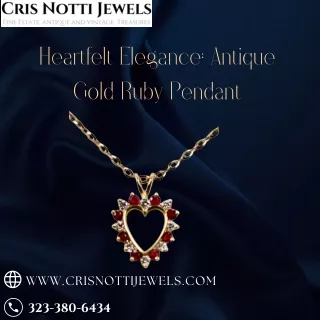 Heartfelt Elegance Antique Gold Ruby Pendant