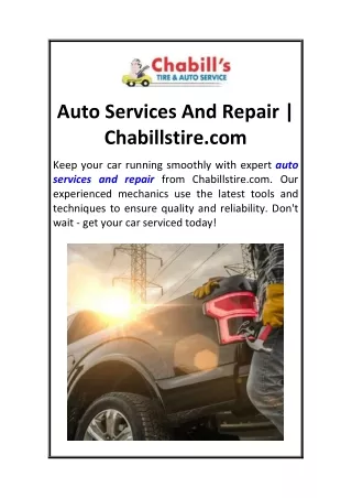 Auto Services And Repair  Chabillstire.com