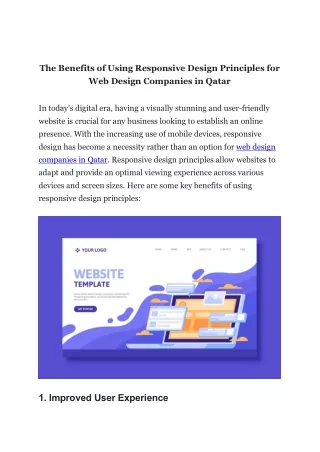 The Benefits of Using Responsive Design Principles for Web Design Companies in Qatar