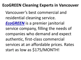 Disinfection Cleaning Services in Vancouver | EcoGREEN